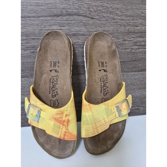 Birkis Birkenstock Womens Sandals Size 40/ US 9-9.5 Yellow Leather Buckle - Picture 3 of 7